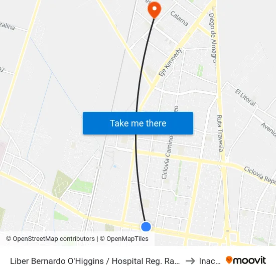 Liber Bernardo O'Higgins / Hospital Reg. Rancagua to Inacap map
