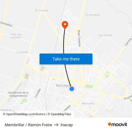 Membrillar / Ramón Freire to Inacap map