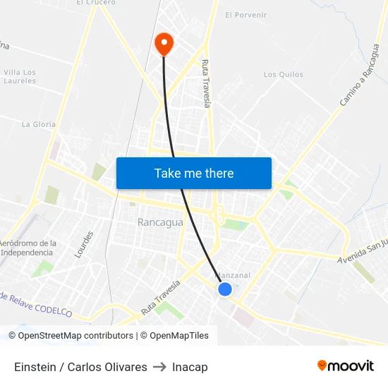 Einstein / Carlos Olivares to Inacap map