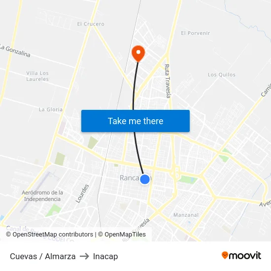 Cuevas / Almarza to Inacap map