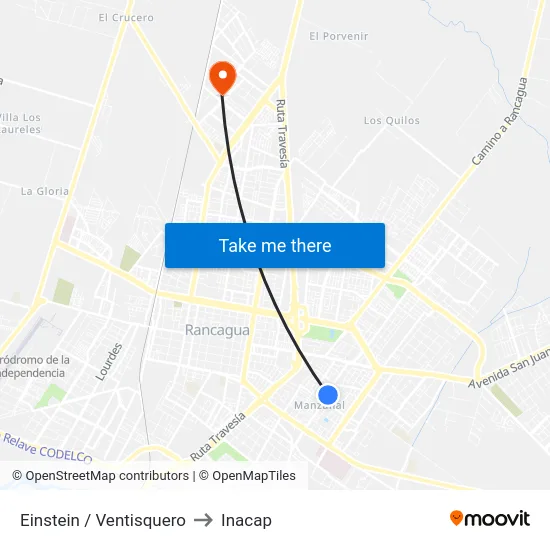 Einstein / Ventisquero to Inacap map