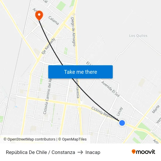 República De Chile / Constanza to Inacap map