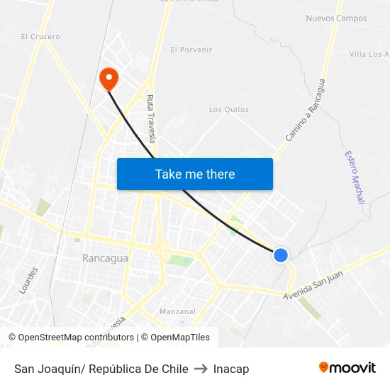 San Joaquín/ República De Chile to Inacap map