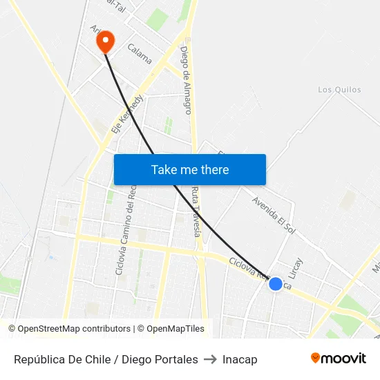 República De Chile / Diego Portales to Inacap map
