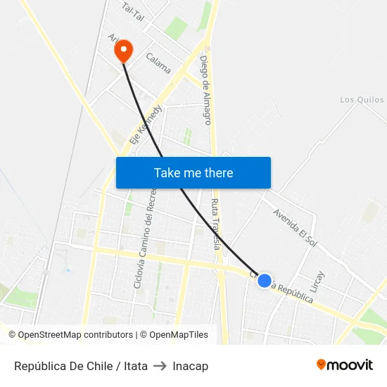 República De Chile / Itata to Inacap map