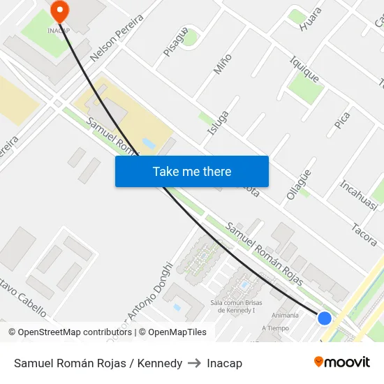 Samuel Román Rojas /  Kennedy to Inacap map