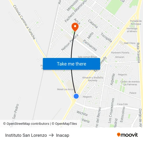 Instituto San Lorenzo to Inacap map