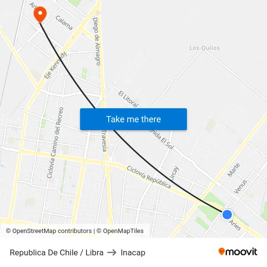 Republica De Chile / Libra to Inacap map