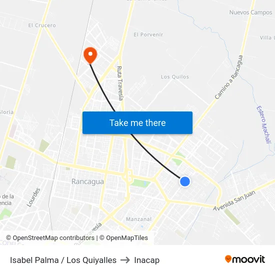 Isabel Palma / Los Quiyalles to Inacap map