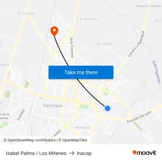 Isabel Palma / Los Mitenes to Inacap map