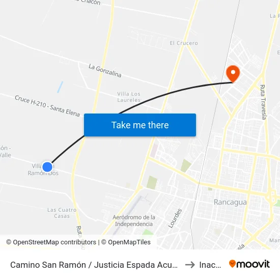Camino San Ramón / Justicia Espada Acuña to Inacap map