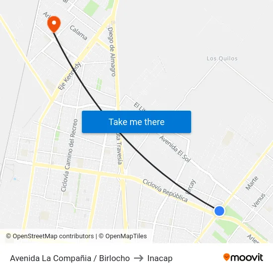 Avenida La Compañia / Birlocho to Inacap map