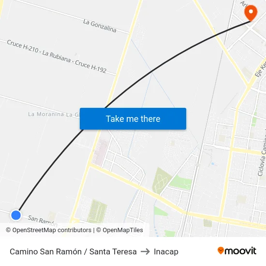 Camino San Ramón / Santa Teresa to Inacap map
