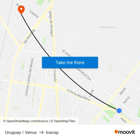 Uruguay / Venus to Inacap map