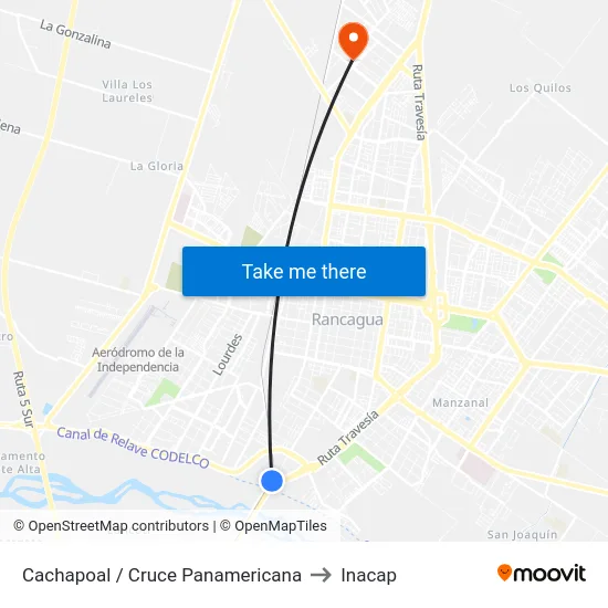 Cachapoal / Cruce Panamericana to Inacap map