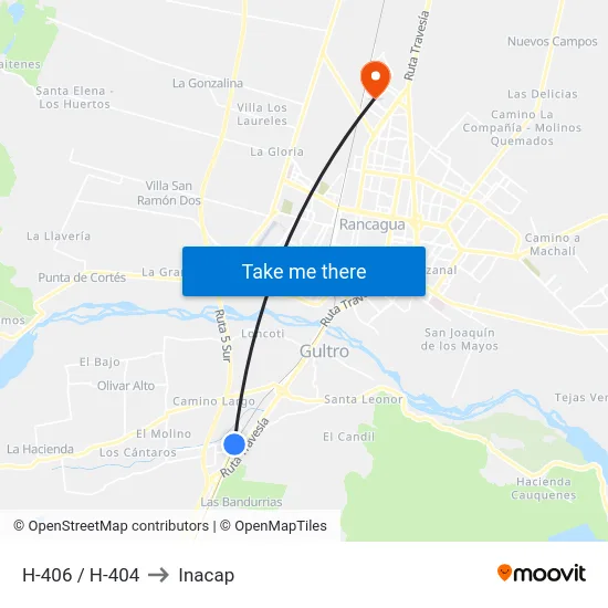 H-406 / H-404 to Inacap map