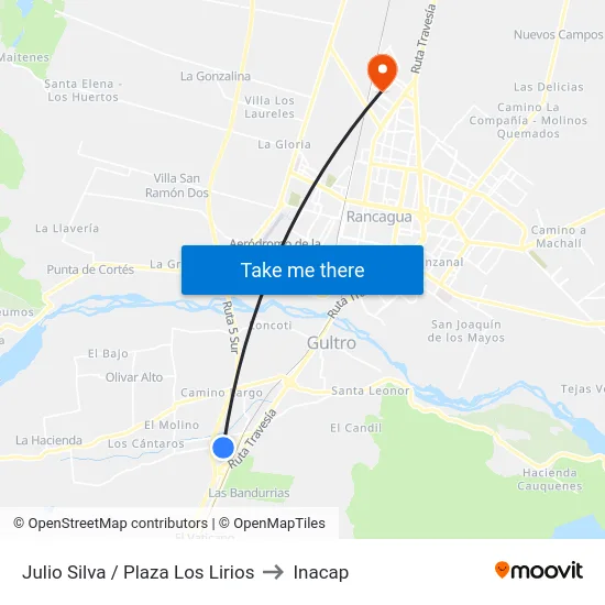 Julio Silva / Plaza Los Lirios to Inacap map