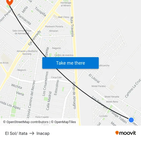 El Sol/ Itata to Inacap map