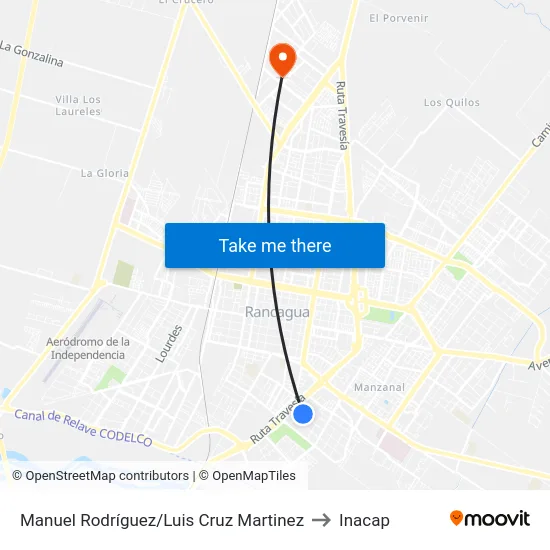 Manuel Rodríguez/Luis Cruz Martinez to Inacap map