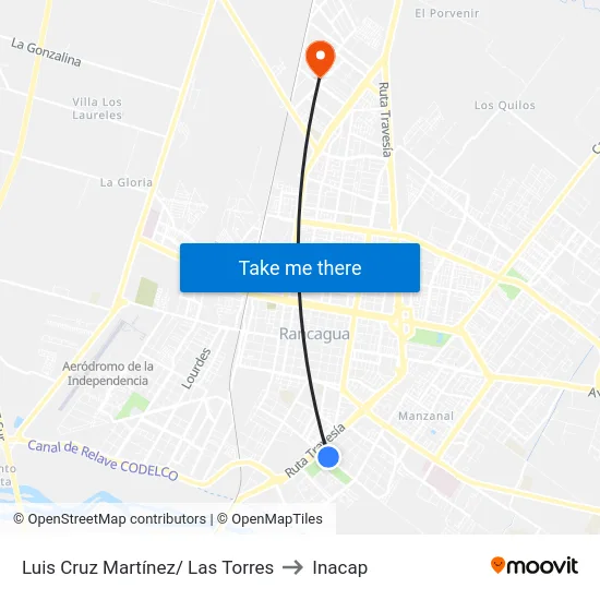 Luis Cruz Martínez/ Las Torres to Inacap map