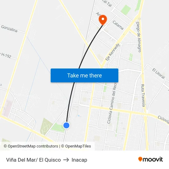 Viña Del Mar/ El Quisco to Inacap map