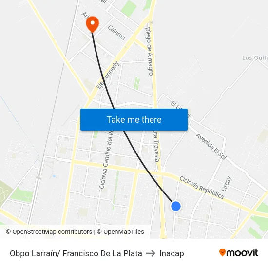 Obpo Larraín/ Francisco De La Plata to Inacap map