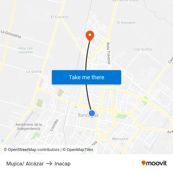 Mujica/ Alcázar to Inacap map