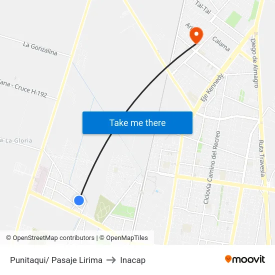 Punitaqui/ Pasaje Lirima to Inacap map
