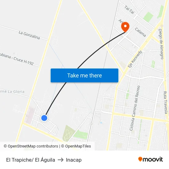 El Trapiche/ El Águila to Inacap map