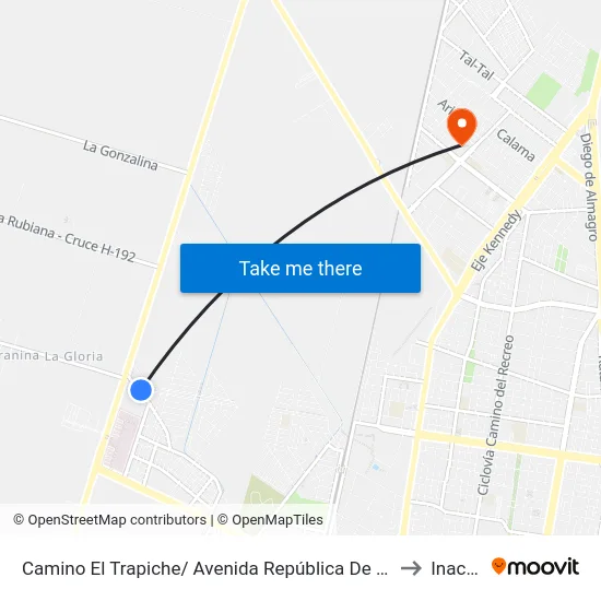 Camino El Trapiche/ Avenida República De Chile to Inacap map