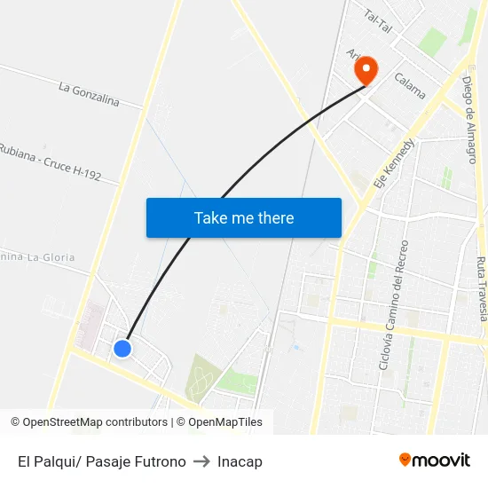 El Palqui/ Pasaje Futrono to Inacap map