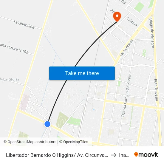 Libertador Bernardo O'Higgins/ Av. Circunvalación Pte. to Inacap map