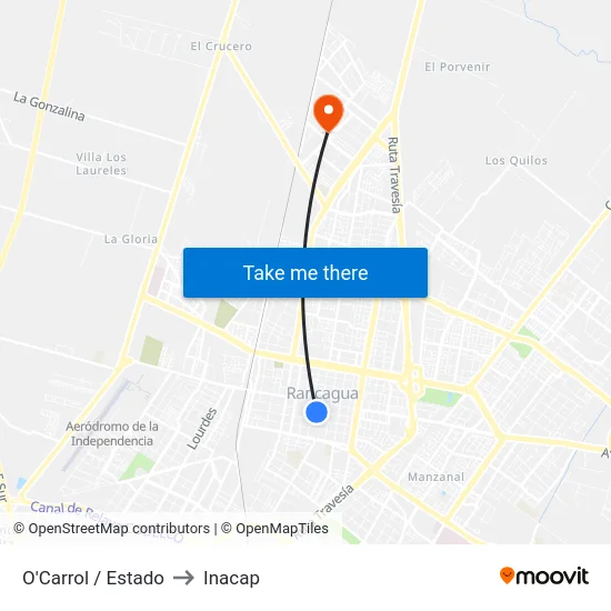 O'Carrol / Estado to Inacap map