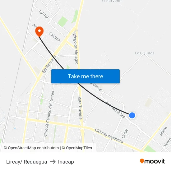 Lircay/ Requegua to Inacap map