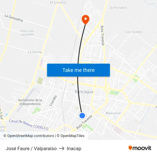 José Faure / Valparaíso to Inacap map