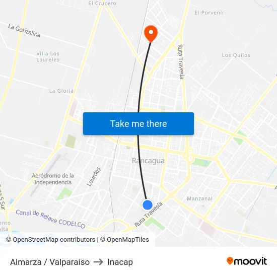 Almarza / Valparaíso to Inacap map