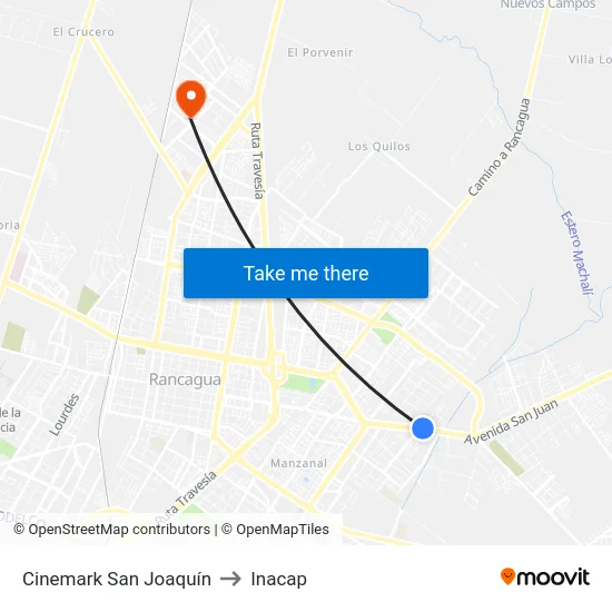 Cinemark San Joaquín to Inacap map