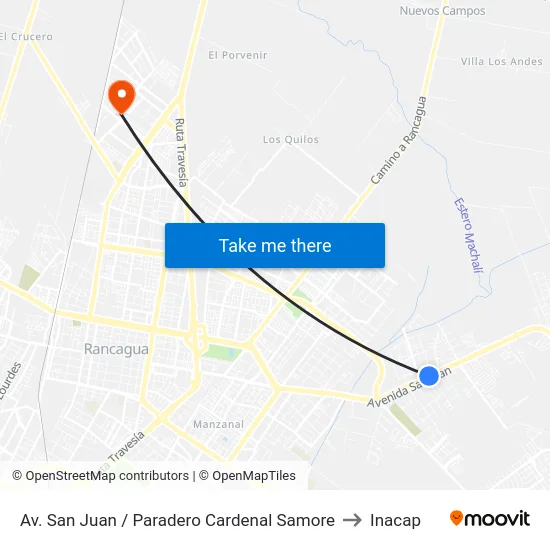 Av. San Juan /  Paradero Cardenal Samore to Inacap map