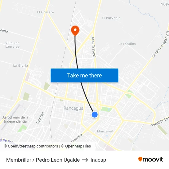 Membrillar / Pedro León Ugalde to Inacap map