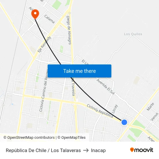 República De Chile / Los Talaveras to Inacap map