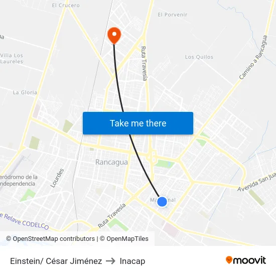 Einstein/ César Jiménez to Inacap map