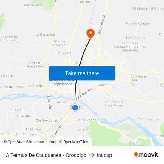 A Termas De Cauquenes / Orocoipo to Inacap map