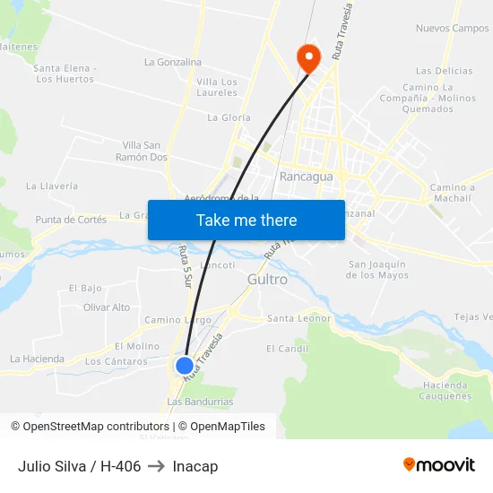 Julio Silva / H-406 to Inacap map