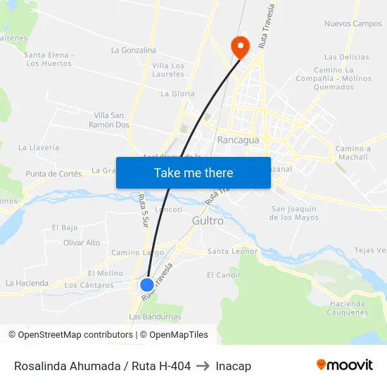 Rosalinda Ahumada / Ruta H-404 to Inacap map