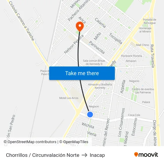 Chorrillos / Circunvalación  Norte to Inacap map