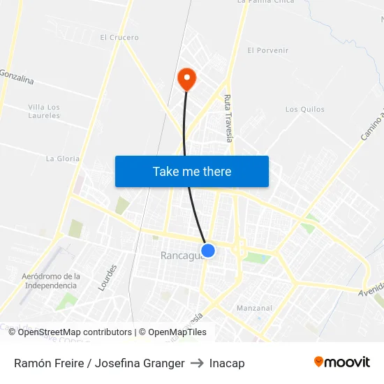 Ramón Freire / Josefina Granger to Inacap map