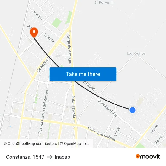 Constanza, 1547 to Inacap map