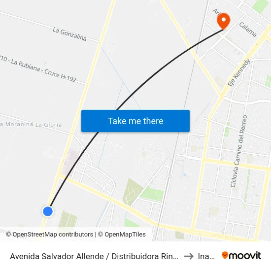 Avenida Salvador Allende / Distribuidora Rincón Del Fierro to Inacap map
