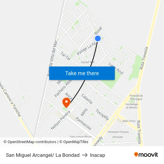 San Miguel Arcangel/ La Bondad to Inacap map