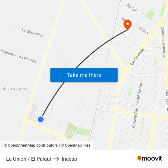 La Unión / El Palqui to Inacap map